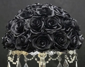 BLACK ROSE ARRANGEMENT Wedding Centerpiece Bouquet Home Decor Pick Rose Color