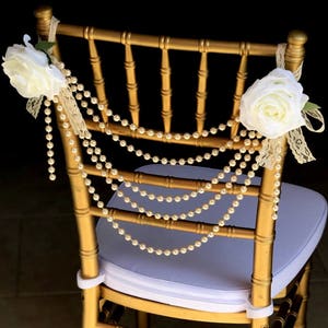 PEARL Wedding CHAIR Decor. Sweetheart Table Decor. Brides Chair Decor. Pearl Chair Back Decor. Chiavari Chair Cover.