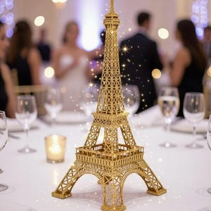 Gold Glitter Eiffel Tower Centerpiece: Paris Party Decor