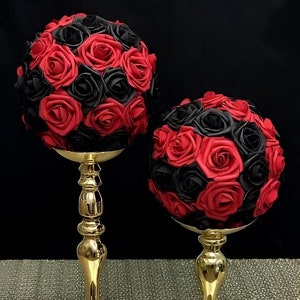 Red and Black Rose Flower Ball: Wedding Centerpiece