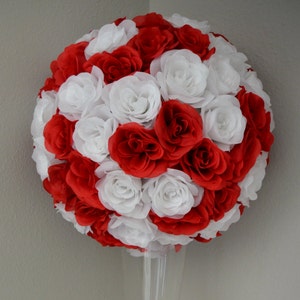 RED and WHITE Flower Ball. Red And White Wedding Centerpiece. Red And White Centerpiece. Bridal Shower. Quinceanera. Pick Mix Colors