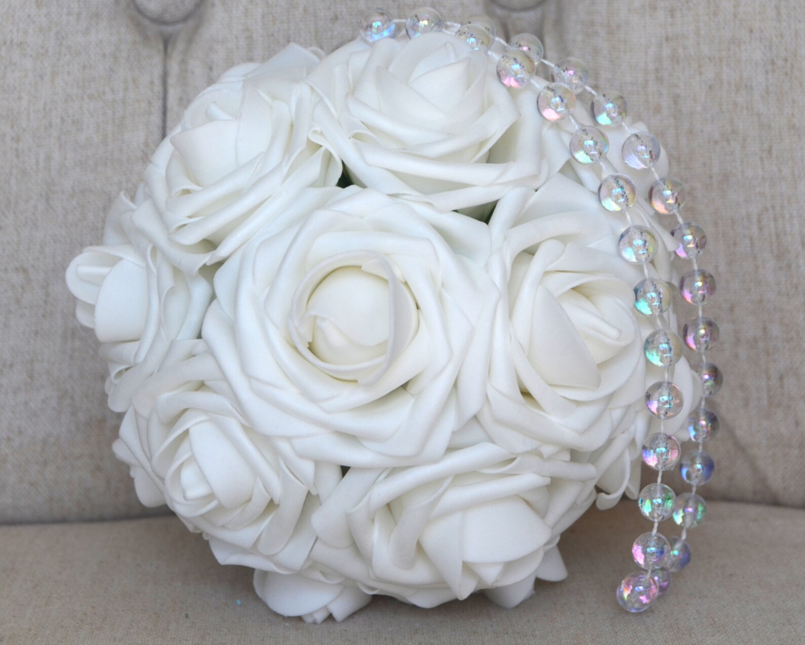 WHITE Kissing Ball With CRYSTAL GEM Handle Wedding Decor Etsy