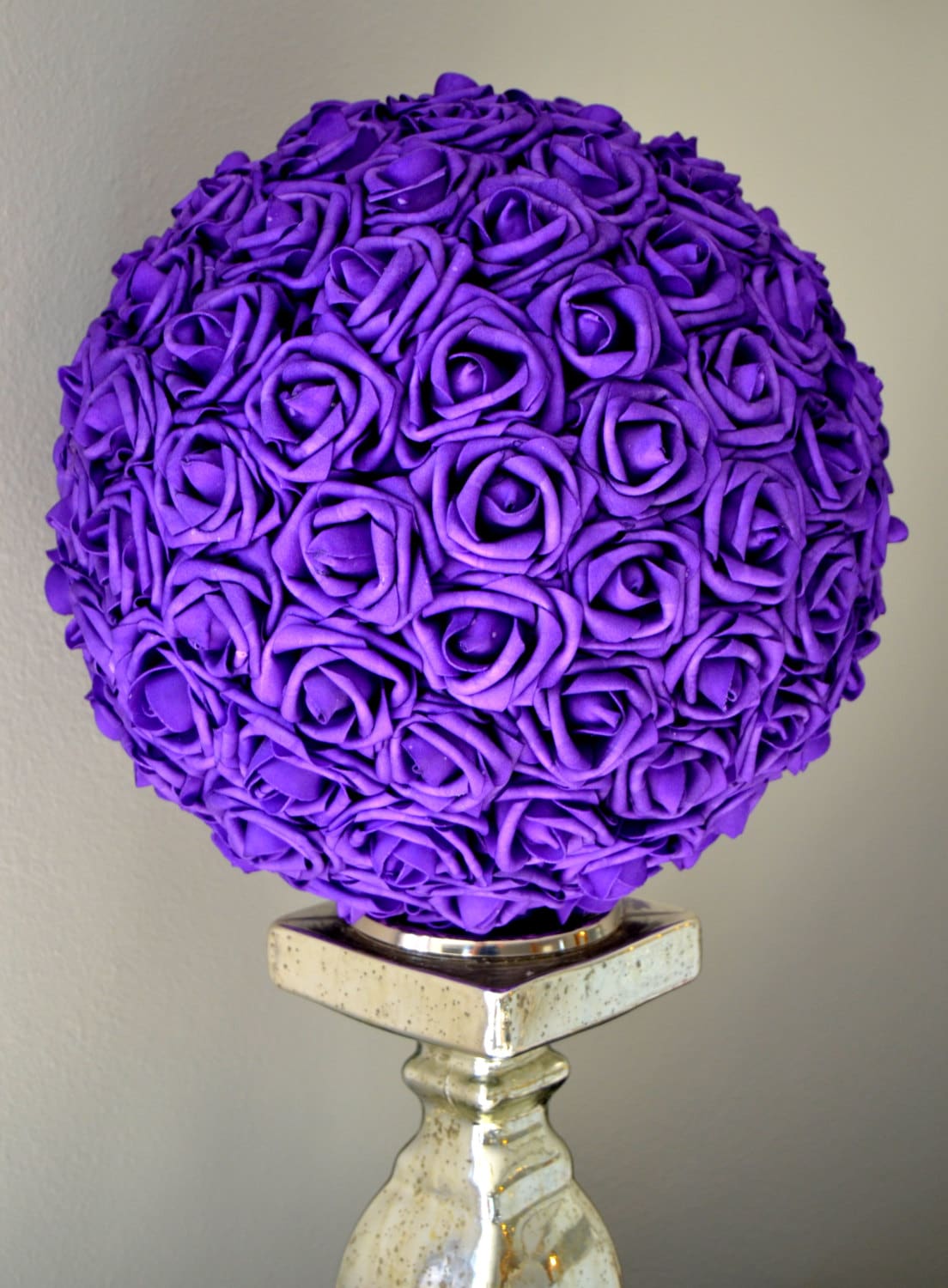 PURPLE Flower Ball. Wedding Centerpiece. Kissing Ball. Etsy