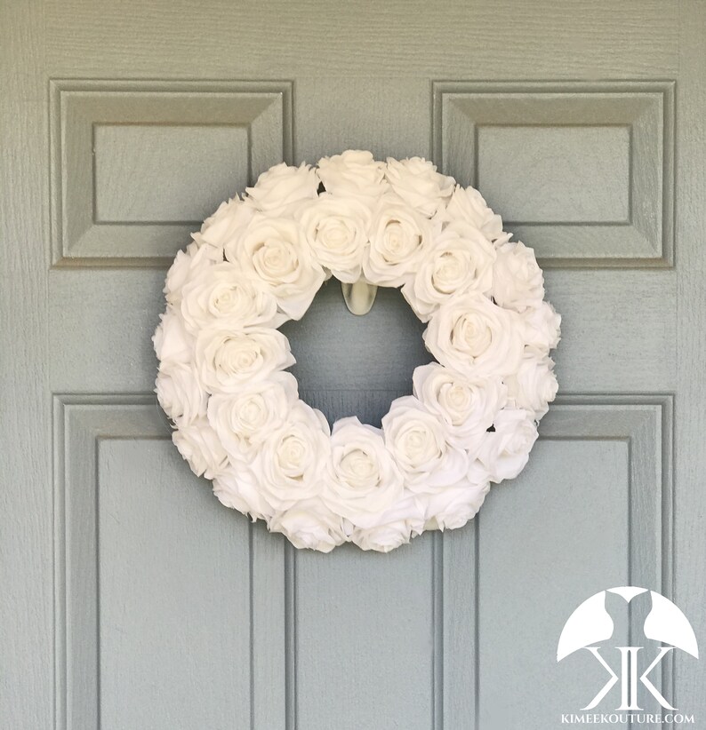 WHTE ROSE WREATH. White Wedding Wreath. White Wedding Etsy
