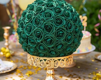 Emerald Green Rose Ball Centerpiece: Wedding Decor