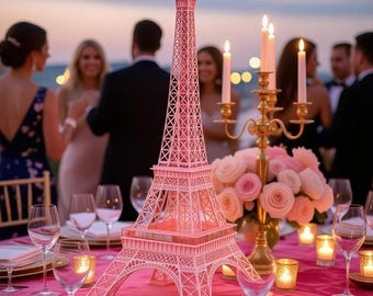 Pink Eiffel Tower Centerpiece: Parisian Party Decor
