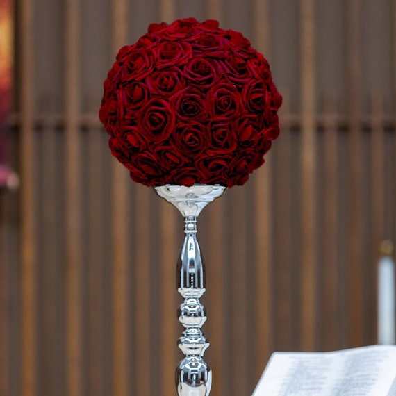 Bevidst Tutor stål BURGUNDY/DEEP RED Rose Ball. Deep Red Wedding Centerpiece. - Etsy