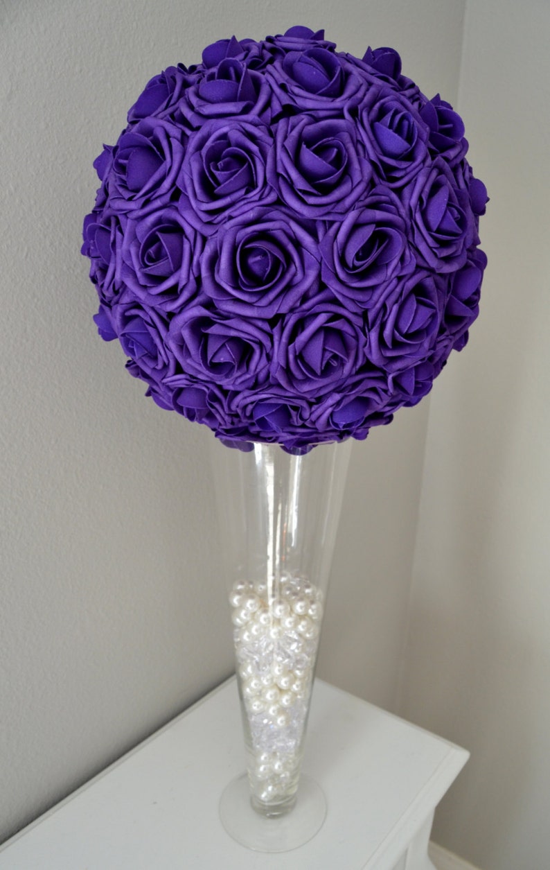 PURPLE Kissing Ball. WEDDING CENTERPIECE. Pomander Flower Etsy