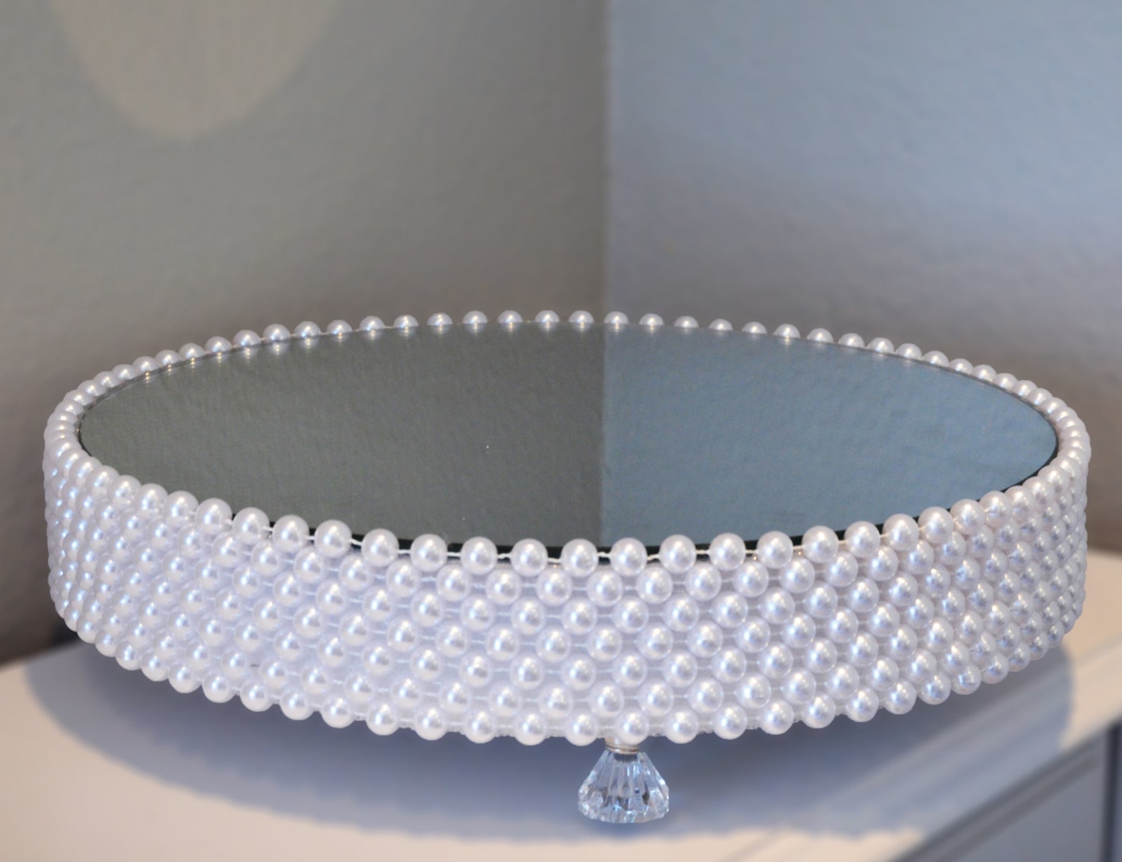 PEARL Cake Stand With Crystal Feet. Round Pearl Cake Stand. Etsy
