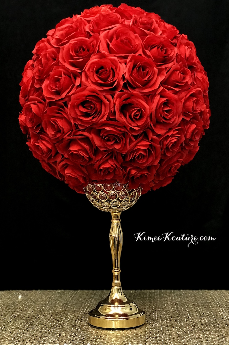 RED Flower Ball made of Premium Silk Real Touch Roses. Red Etsy