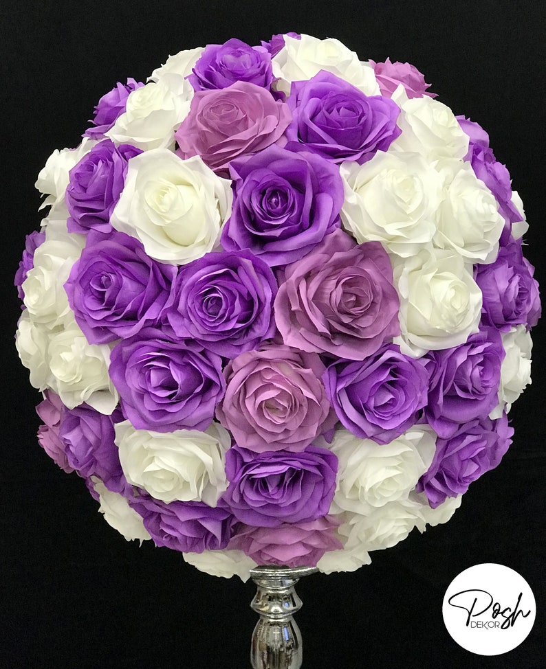 PURPLE LILAC and IVORY Centerpiece. Purple Wedding Etsy