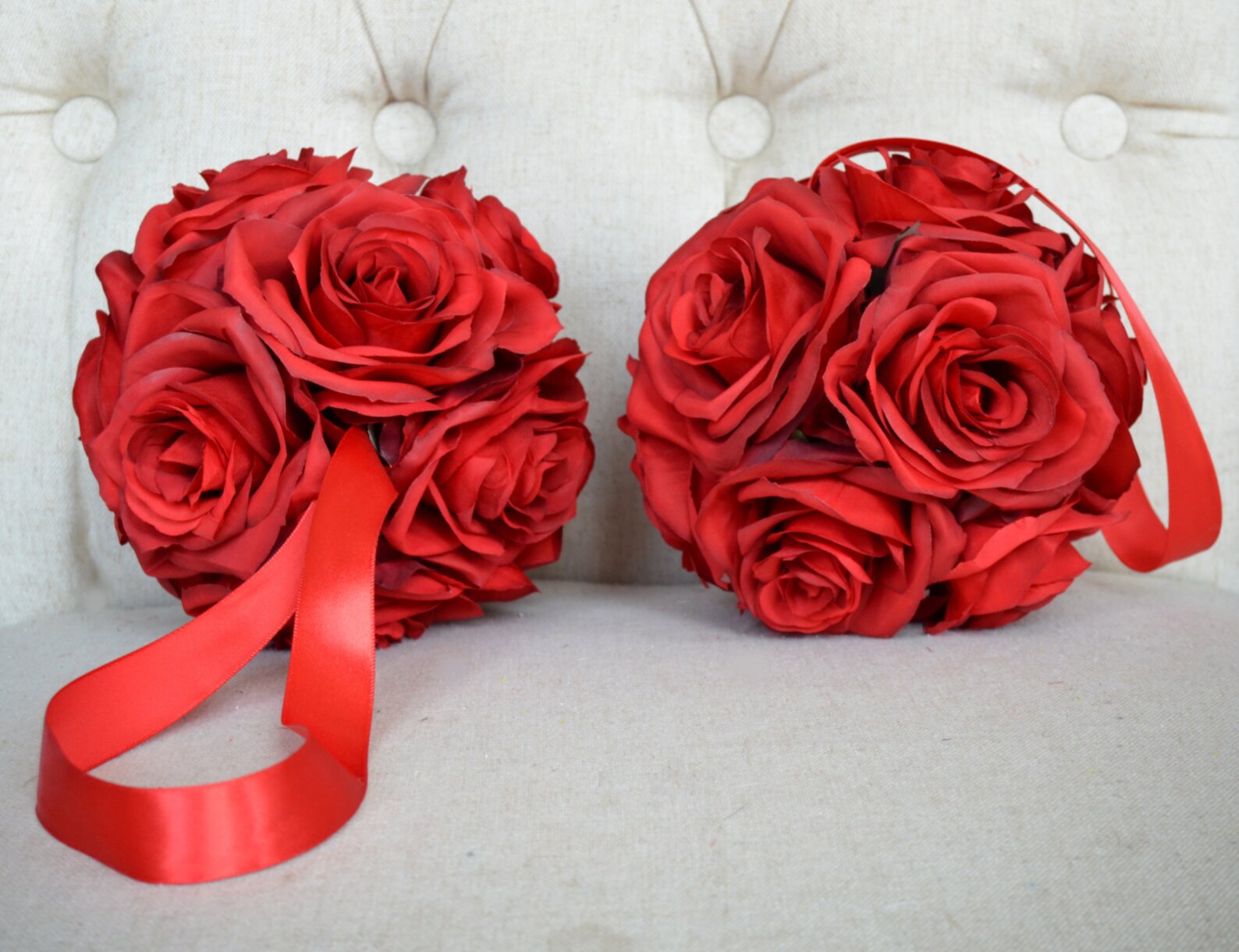 RED KISSING Ball. Red Flower Ball. RED Wedding. Red Rose Ball. Etsy