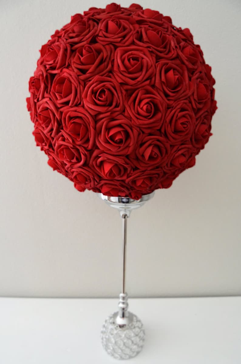 RED Flower Ball. Red WEDDING CENTERPIECE. Red Kissing Ball. Etsy