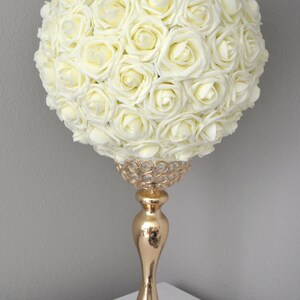 IVORY Flower Ball. Ivory Kissing Ball. Ivory Rose Ball. Ivory WEDDING CENTERPIECE. Flower Girl. Bridesmaid Bouquet. Wedding Decor. image 5