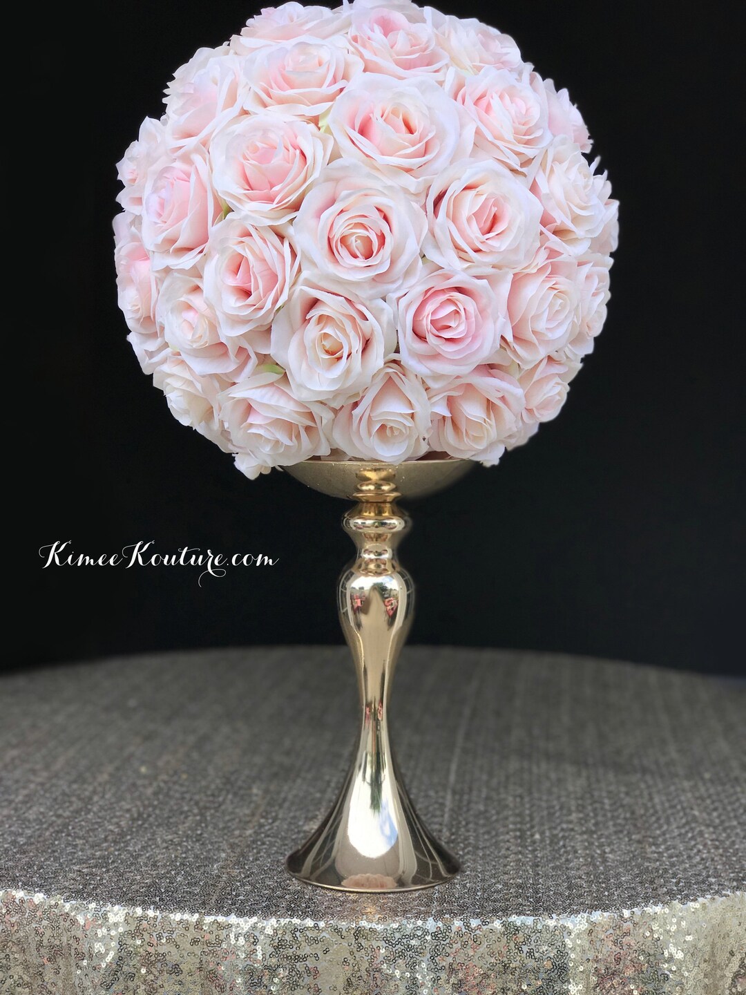 PINK BLUSH Flower Ball. Blush Kissing Ball. Real Touch Silk Rose Ball