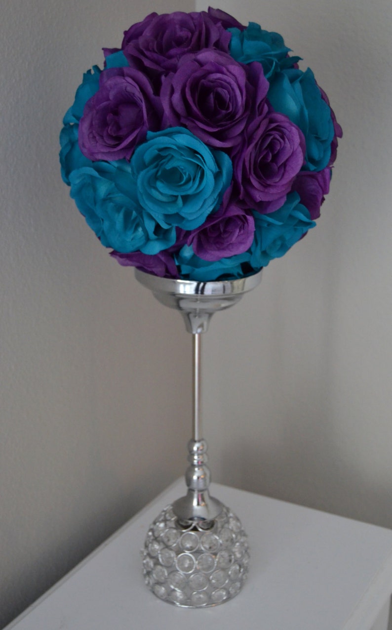 TEAL And PURPLE Flower Ball MIX Wedding Centerpiece Etsy