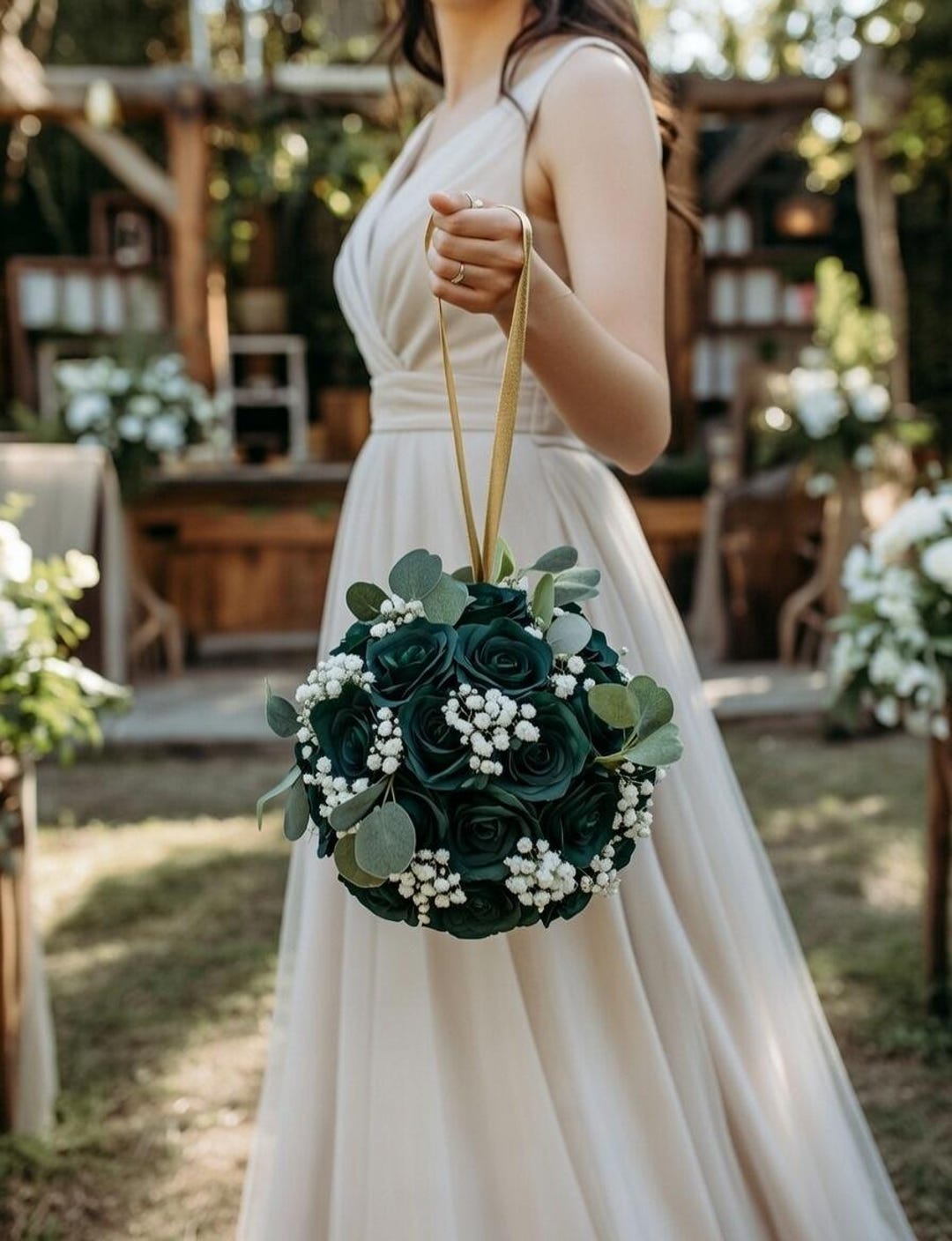 HUNTER GREEN Rose Ball. Hunter Green Centerpiece. Hunter Green Bouquet ...