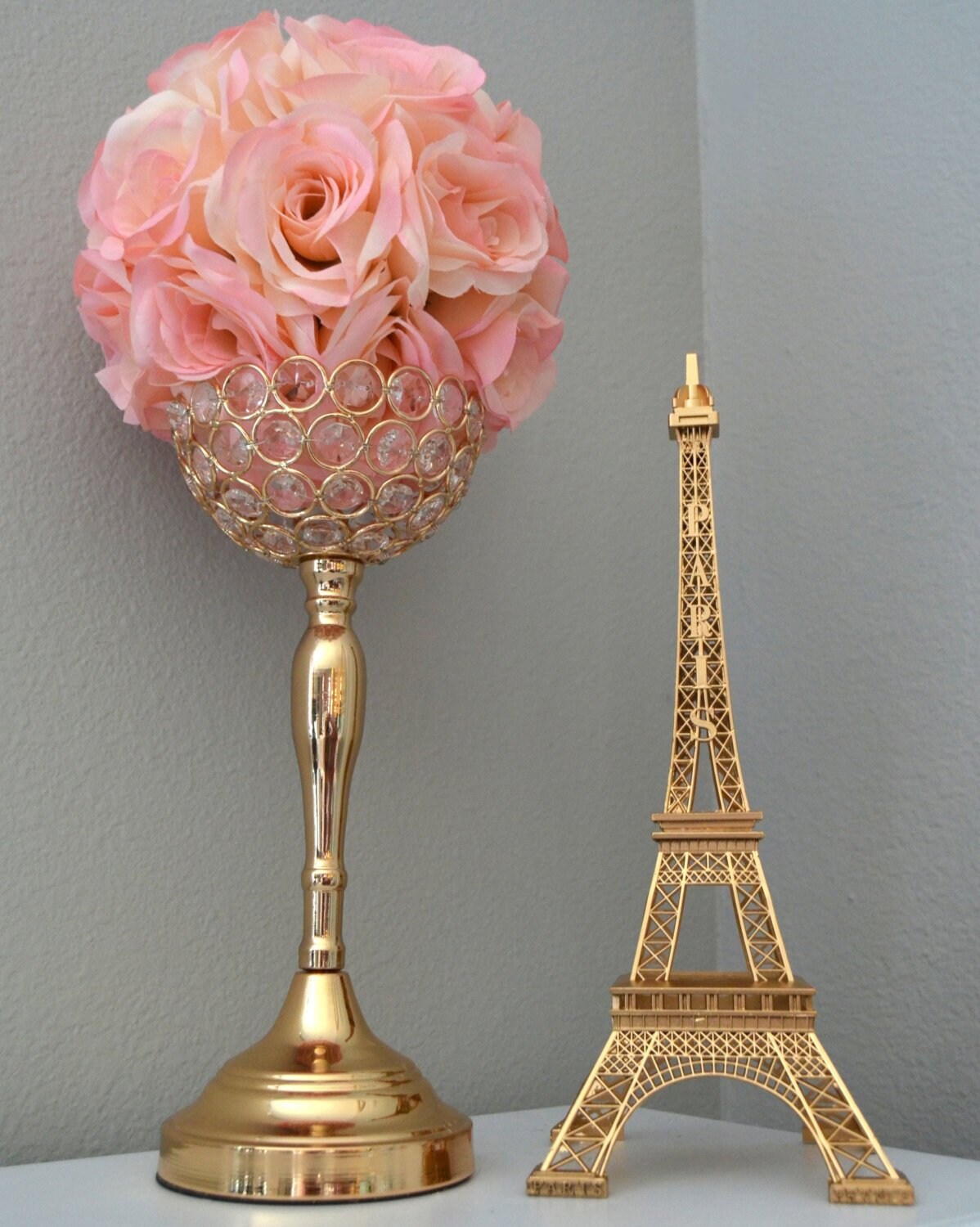 Gold Metal Paris Eiffel Tower Statue Centerpiece Wedding Decoration 3 Sizes 