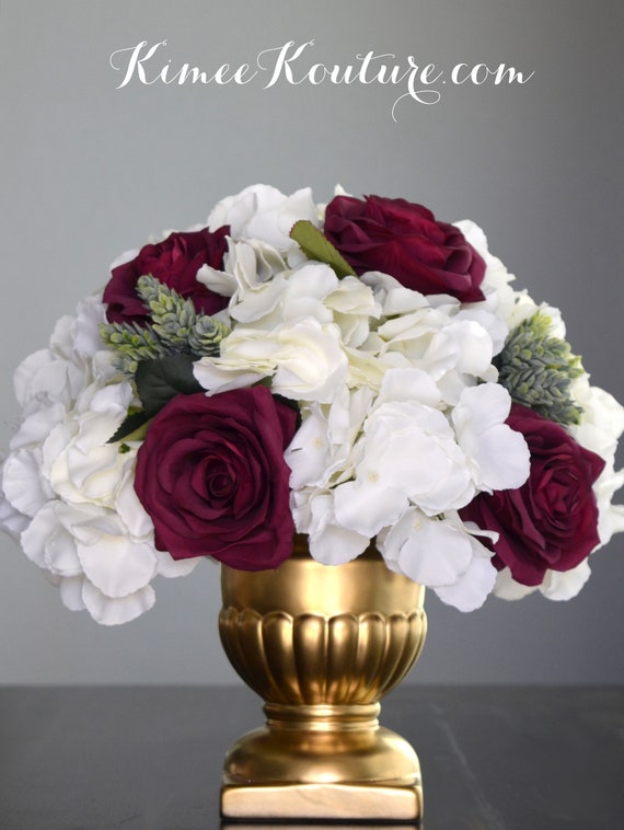 Succulent Arrangement White Hydrangea Wedding Centerpiece Etsy