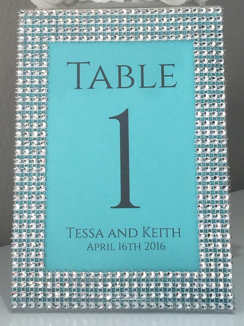 5x7 RHINESTONE FRAME With Table Number. PERSONALIZED With Etsy