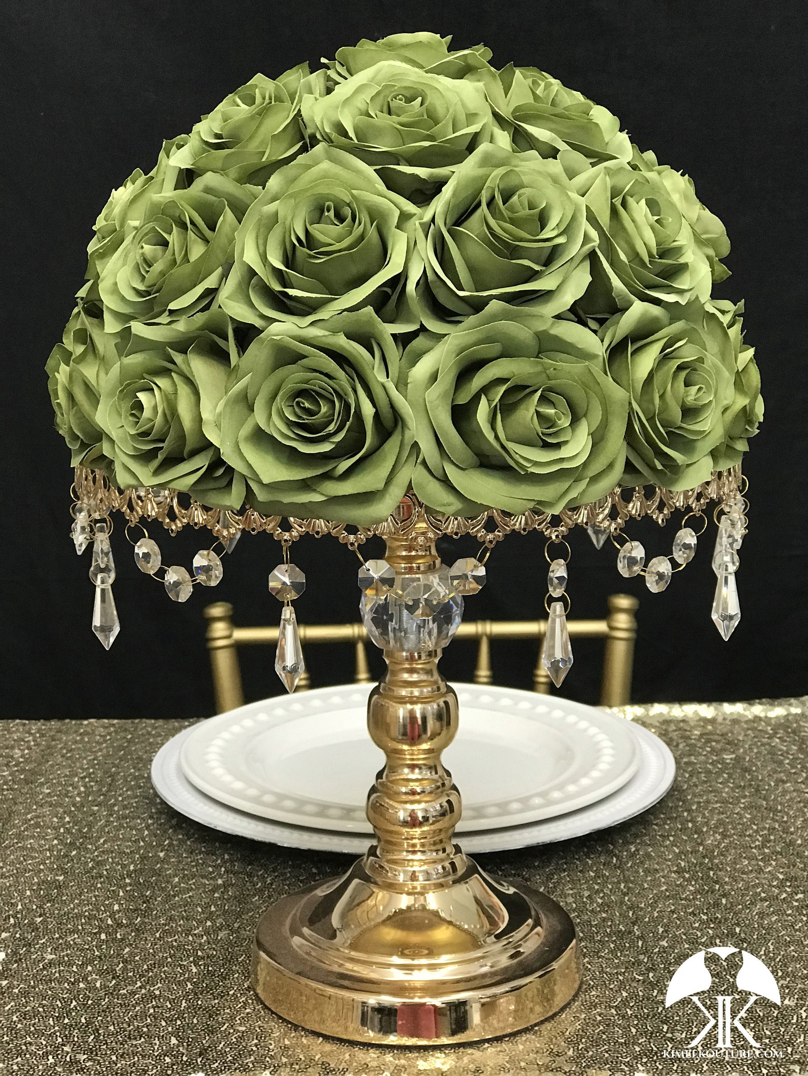 OLIVE GREEN Rose Arrangement. Olive Green Wedding Centerpiece. Etsy