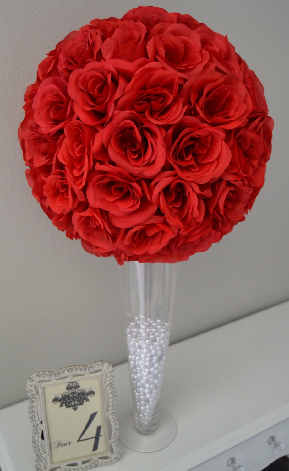 RED Flower Ball. Red Kissing Ball. Red Pomander. Red WEDDING Etsy