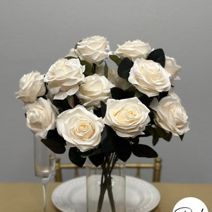 Champagne Silk Rose Bouquet: Wedding Centerpiece, Artificial Flowers