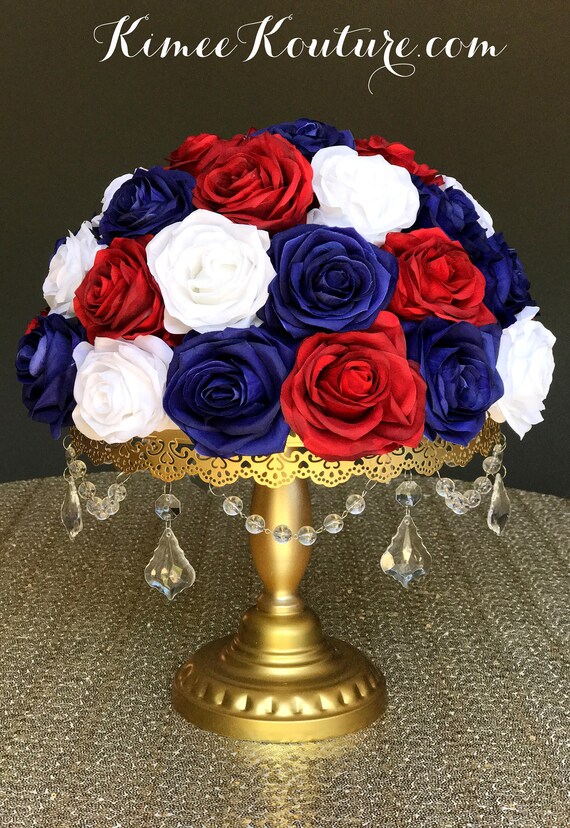 Red White And Blue Wedding Centerpiece Blue Red And White Etsy