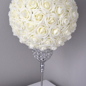 IVORY Flower Ball. Ivory Kissing Ball. Ivory Rose Ball. Ivory WEDDING CENTERPIECE. Flower Girl. Bridesmaid Bouquet. Wedding Decor. image 3