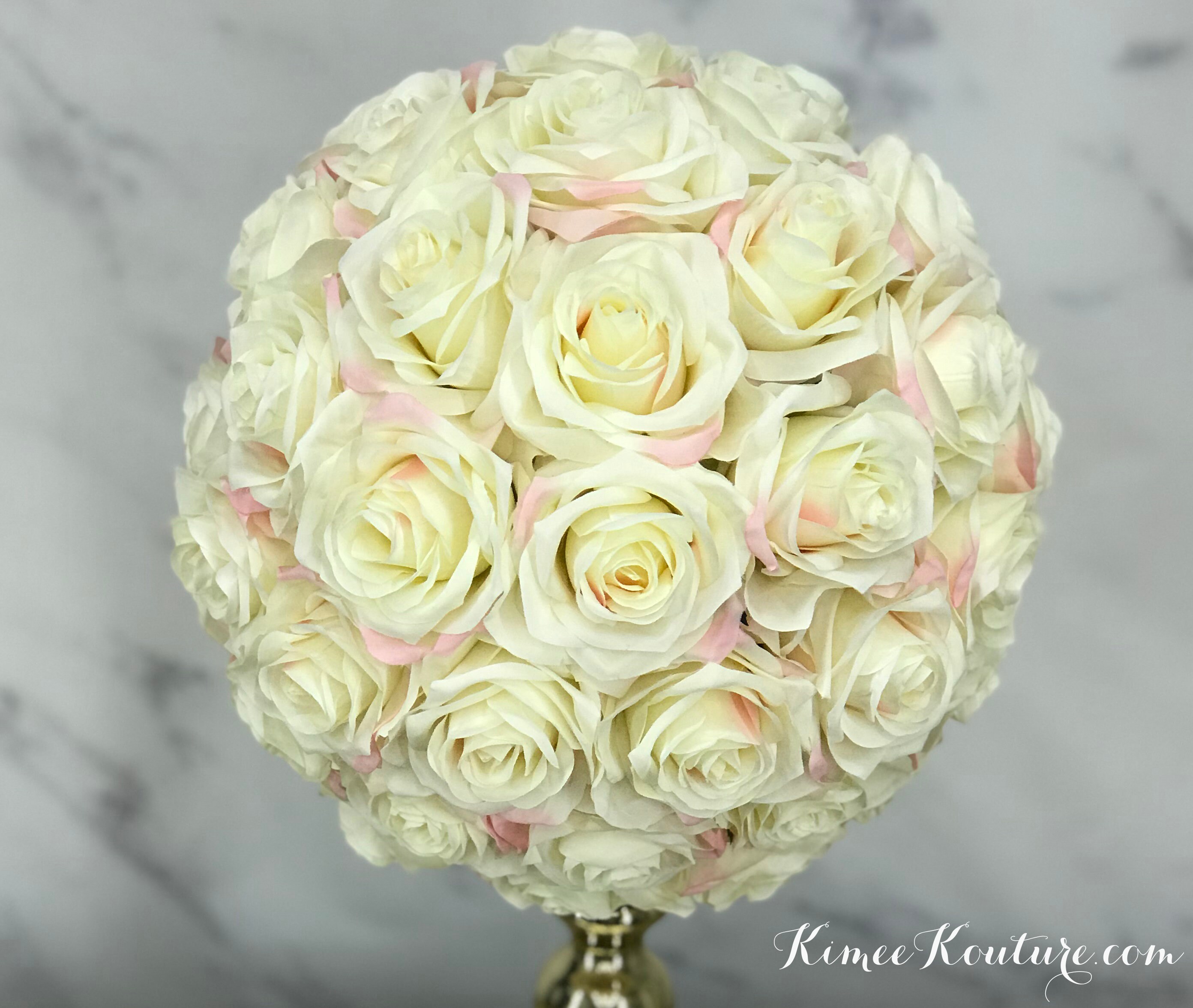 IVORY BLUSH Flower Ball. Ivory Flower Ball With Pink BLUSH Etsy