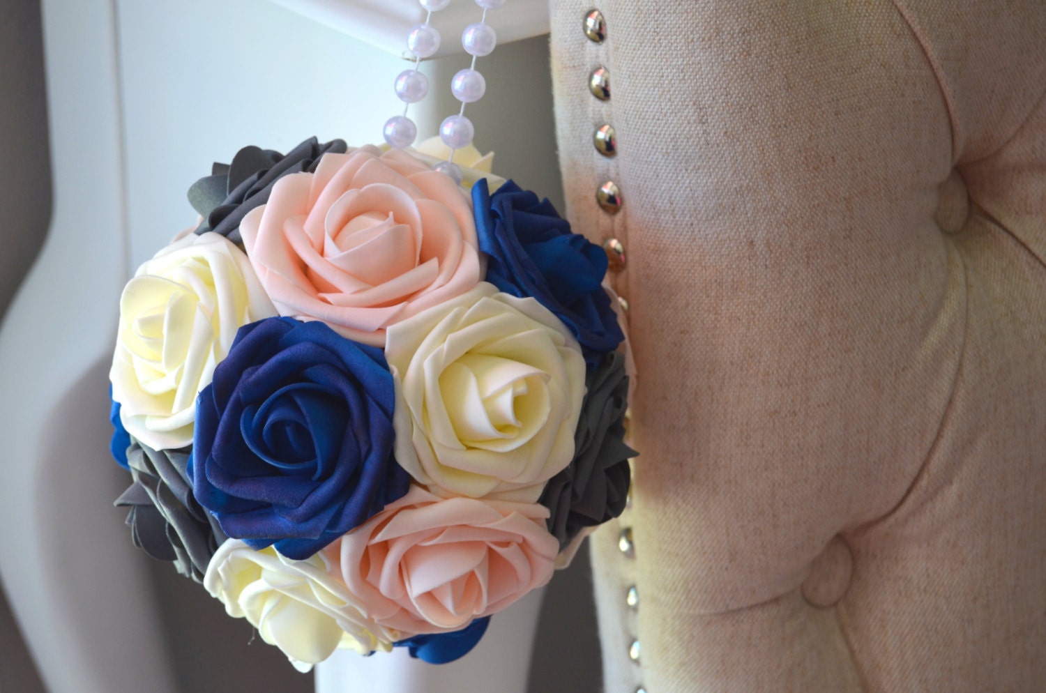 IVORY GREY PINK Blush Royal Blue Wedding Foam Flower Balls Etsy
