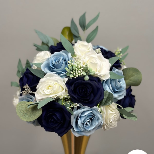 Dusty Blue and Navy Centerpiece Flowers Etsy
