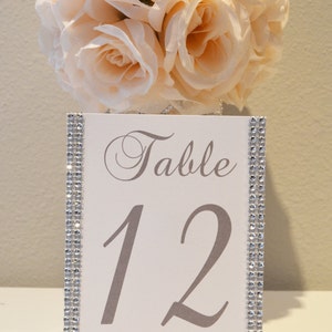 SET OF 5 RHINESTONE Table Numbers Personalized With Bride & Groom's Names And Wedding Date. Pick Rhinestone Color