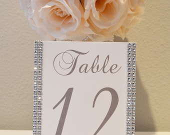 SET OF 5 RHINESTONE Table Numbers Personalized With Bride & Groom's Names And Wedding Date. Pick Rhinestone Color