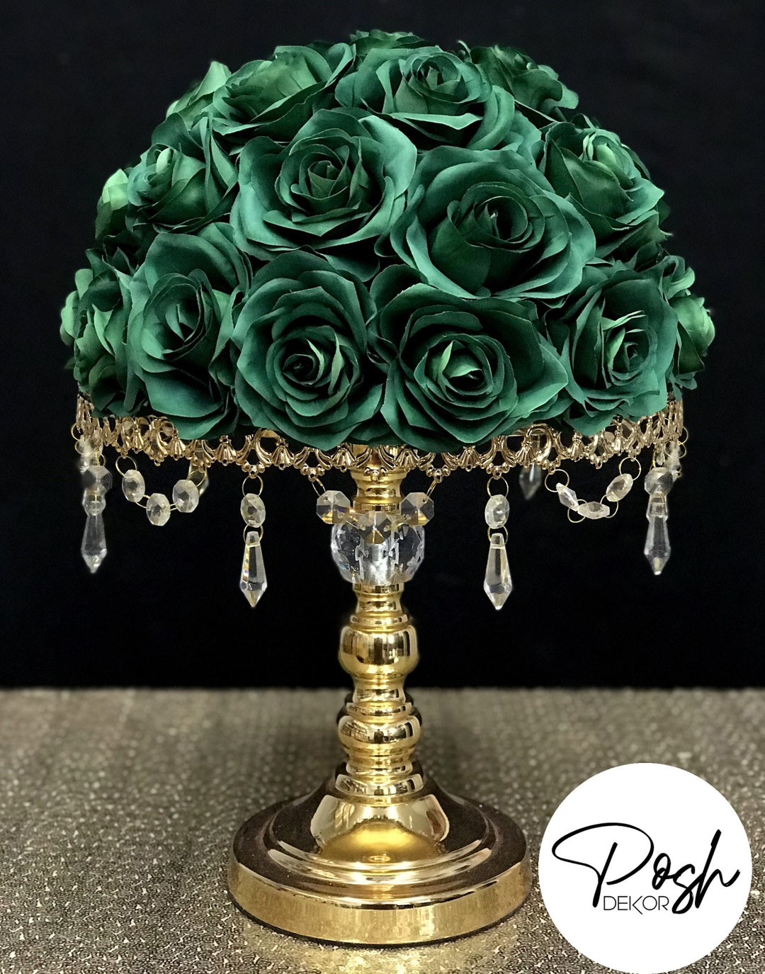 EMERALD GREEN Centerpiece Bouquet Home Decor Artificial Flowers Rose ...
