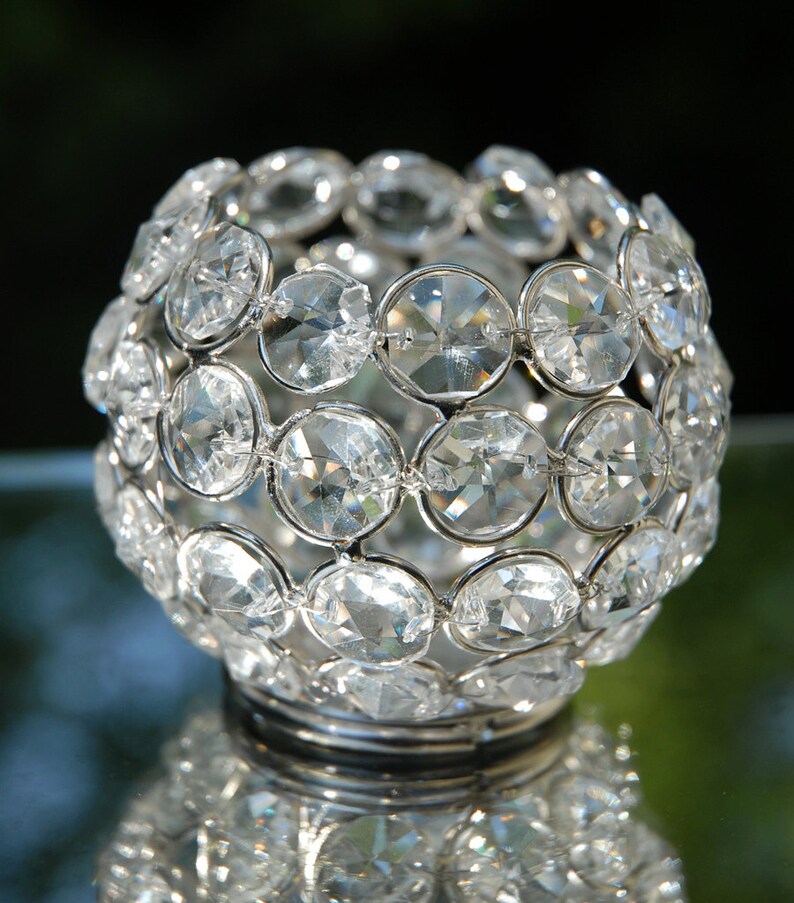 Crystal globe candle holder. Silver or Gold WEDDING DECOR Etsy