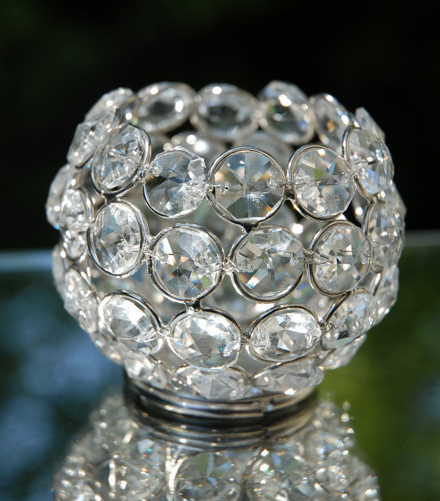 Crystal globe candle holder. Silver or Gold WEDDING DECOR