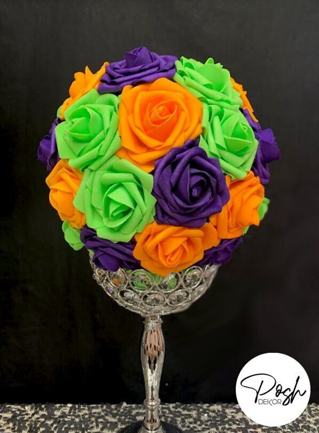 PURPLE ORANGE LIME Green Flower Ball Bouquet Pomander Wedding Etsy