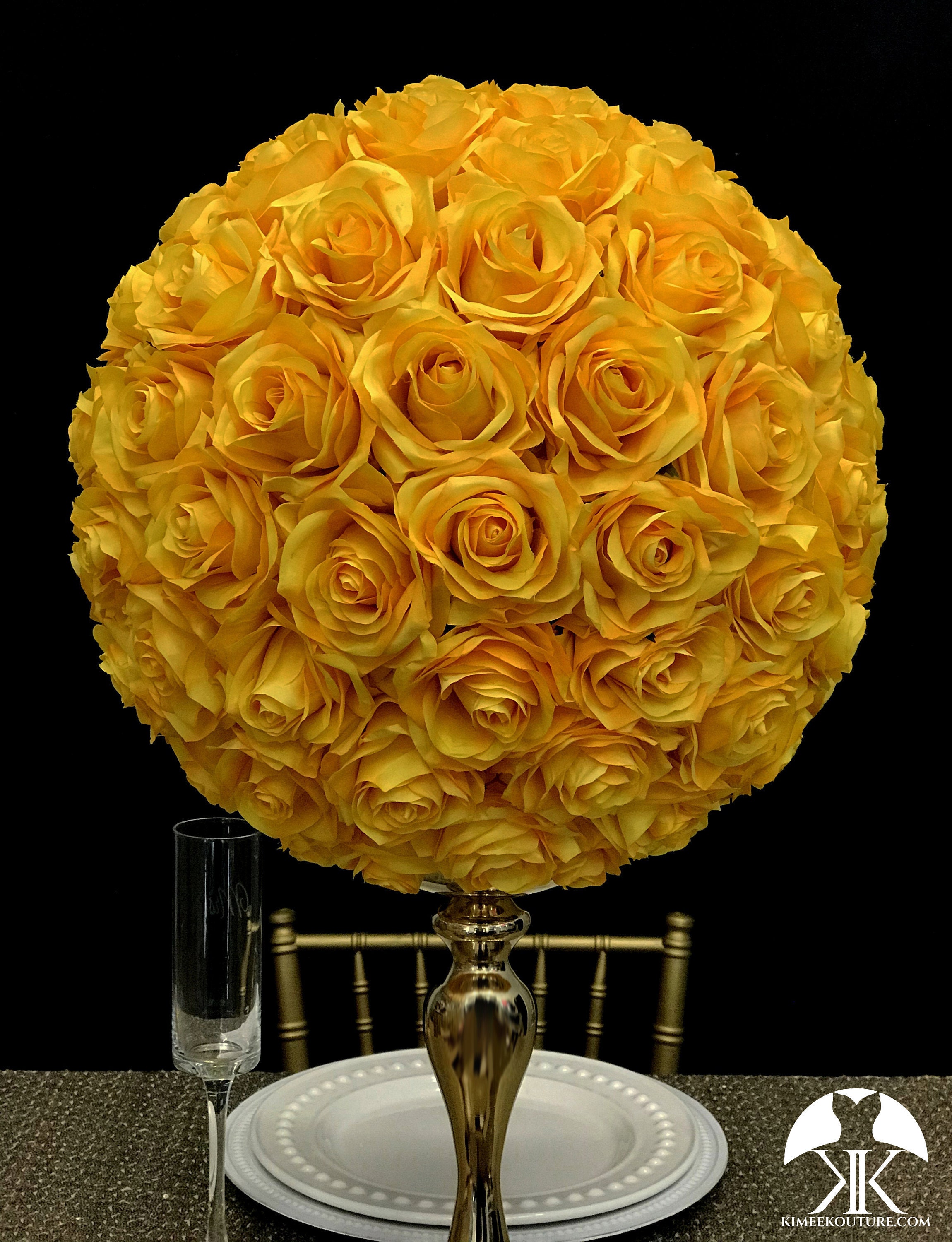 YELLOW Centerpiece. Yellow Flower Ball. Yellow Kissing Ball. Etsy