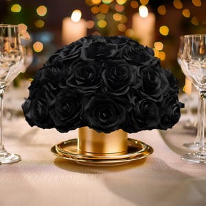 Black Rose Floral Arrangement: Gothic Wedding Centerpiece, Home Decor