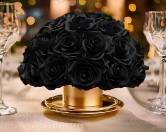 Black Rose Floral Arrangement: Gothic Wedding Centerpiece, Home Decor