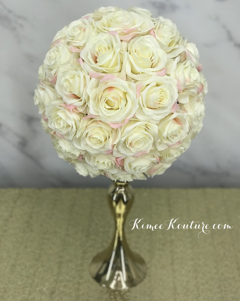 IVORY BLUSH Flower Ball. Ivory Flower Ball With Pink BLUSH Etsy