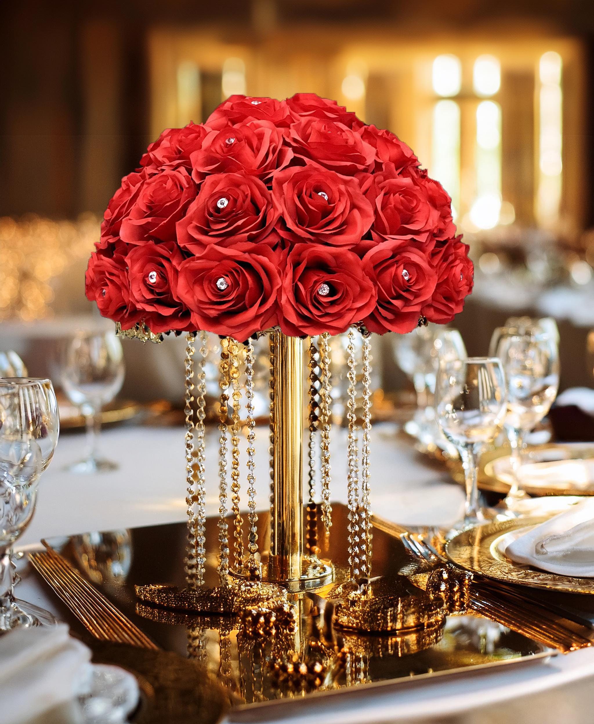 Red Rose Pomander Centerpiece With Rhinestone Gems - Etsy, image size:2048x2498