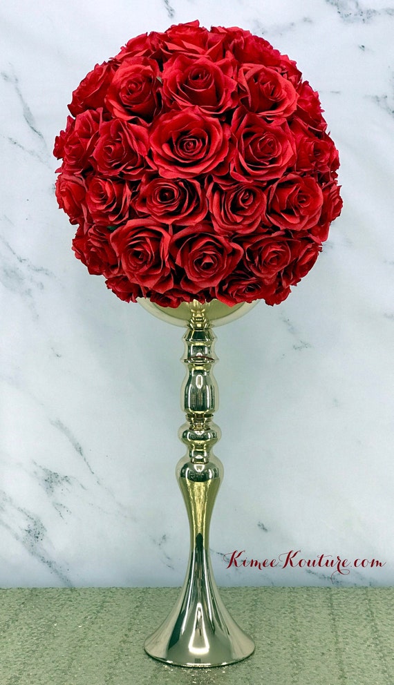 RED Flower Ball. RED Kissing Ball. Bright Red Pomander. Red Etsy