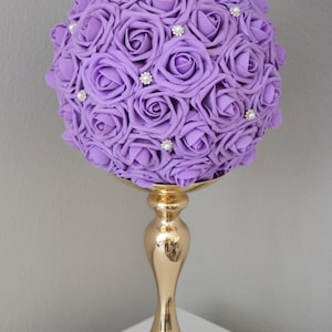 LAVENDER Kissing Ball With Bling Pearl Brooch. Flower Ball. Pomander. Wedding Centerpiece. Flower Girl. image 2