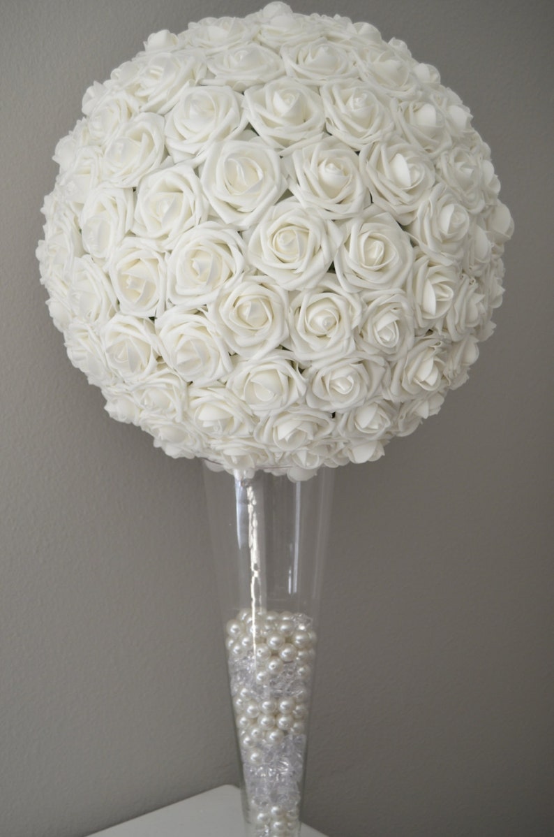 WHITE FLOWER BALL . Kissing Ball. Wedding Centerpiece. Flower Etsy
