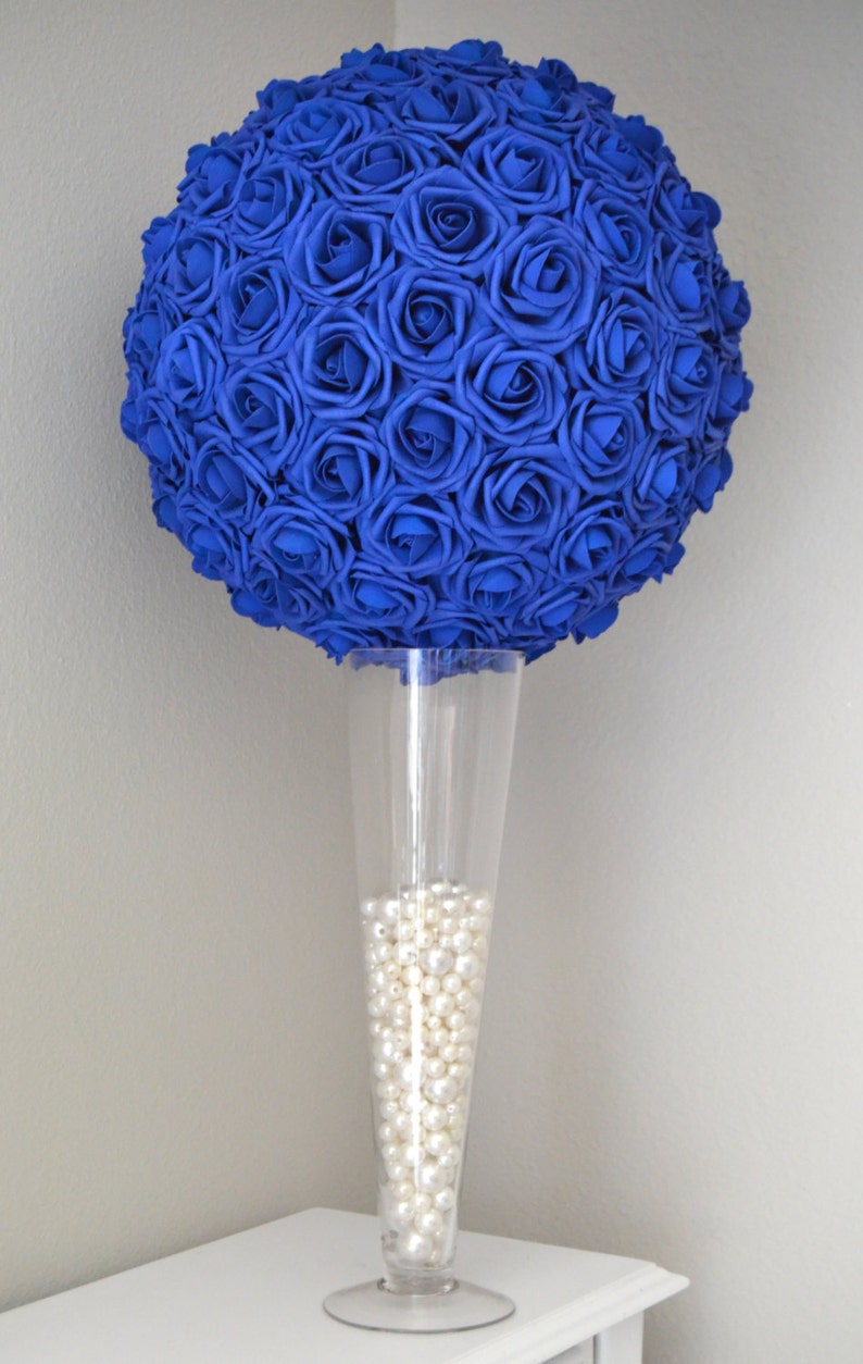 ROYAL BLUE Flower Ball. Wedding CENTERPIECE. Royal Blue Etsy