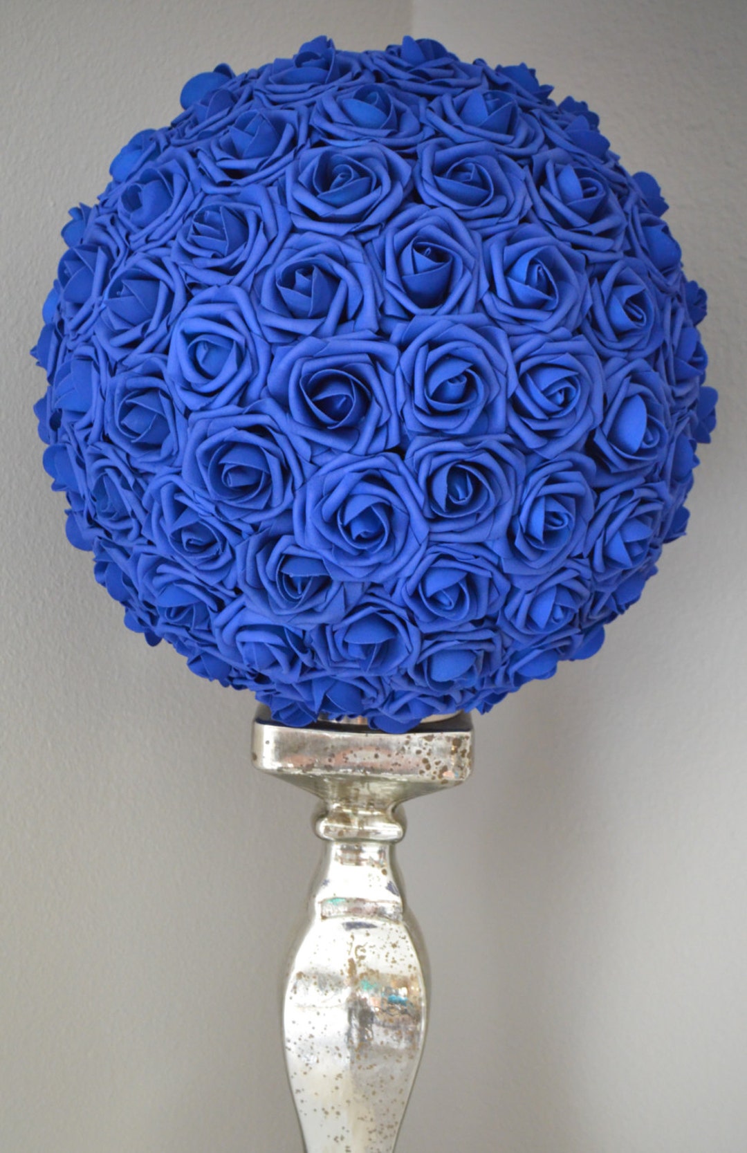 ROYAL BLUE Flower Ball. Wedding CENTERPIECE. Royal Blue Wedding. Pomander. Kissing Ball. Flower