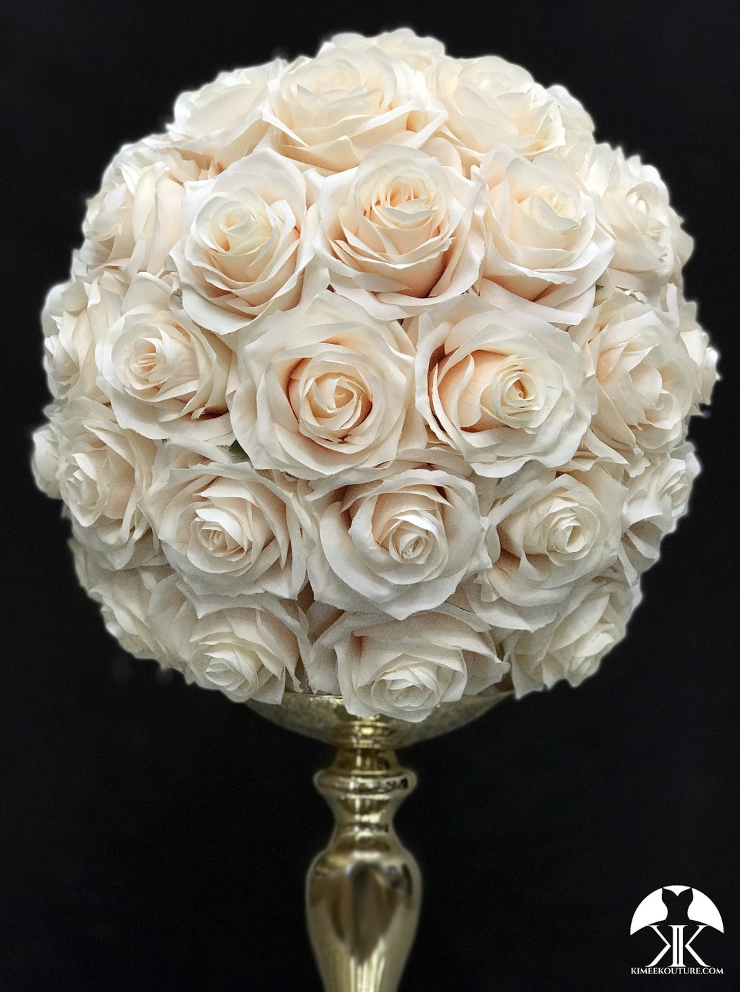CHAMPAGNE Centerpiece. Champagne Flower Ball. Champagne Rose Ball