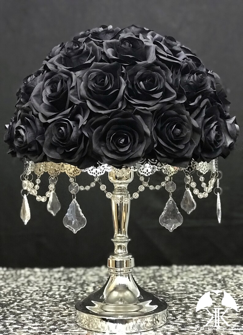 BLACK ROSE ARRANGEMENT. Wedding Centerpiece Arrangement. Black Etsy